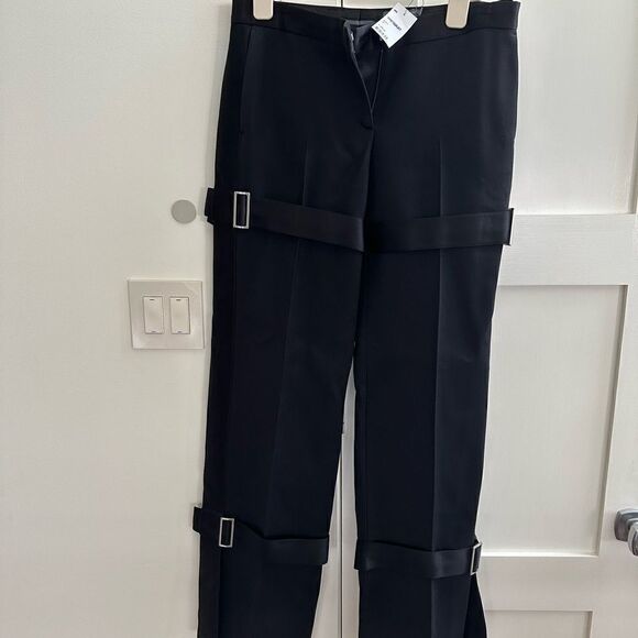 NWT- Alexander McQueen black trousers with strap detail in size 44 - Picture 1 of 17